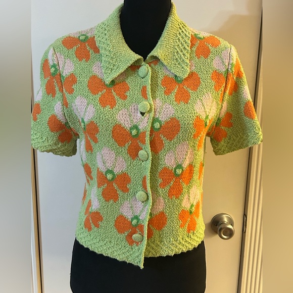 industry Tops - Industry Republic Knit Button-Up Floral Cardigan Collared / Medium / Retail $78